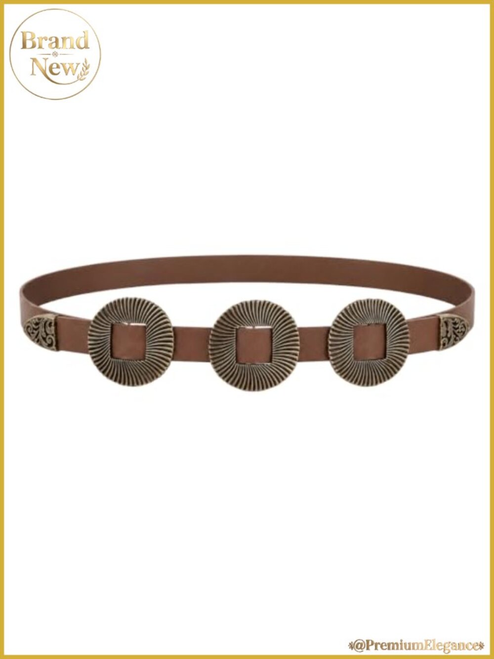 Wide Boho Concho Waist Belt for Women, Faux Leather Western Cowboy Belt for